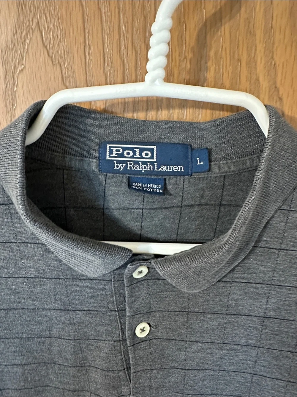 Polo by Ralph Lauren Gray Windowpane Long-Sleeve Polo